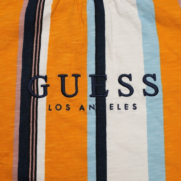 GUESS Los Angeles Men's Size S (20.5x27.5) Striped T-Shirt Short Sleeve Embroid - Picture 7 of 15